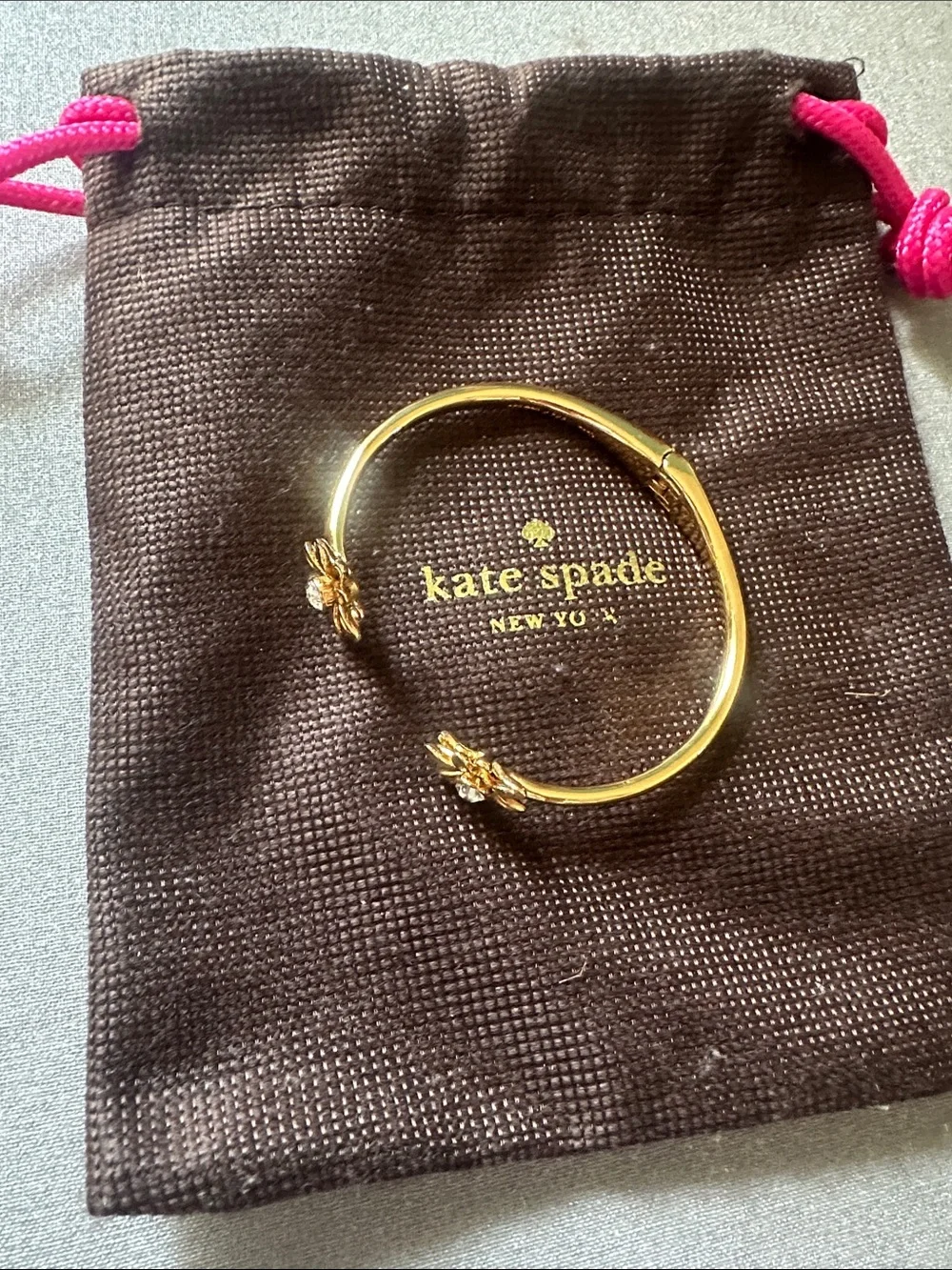 kate spade Gold Floral Hinged Bangle Bracelet